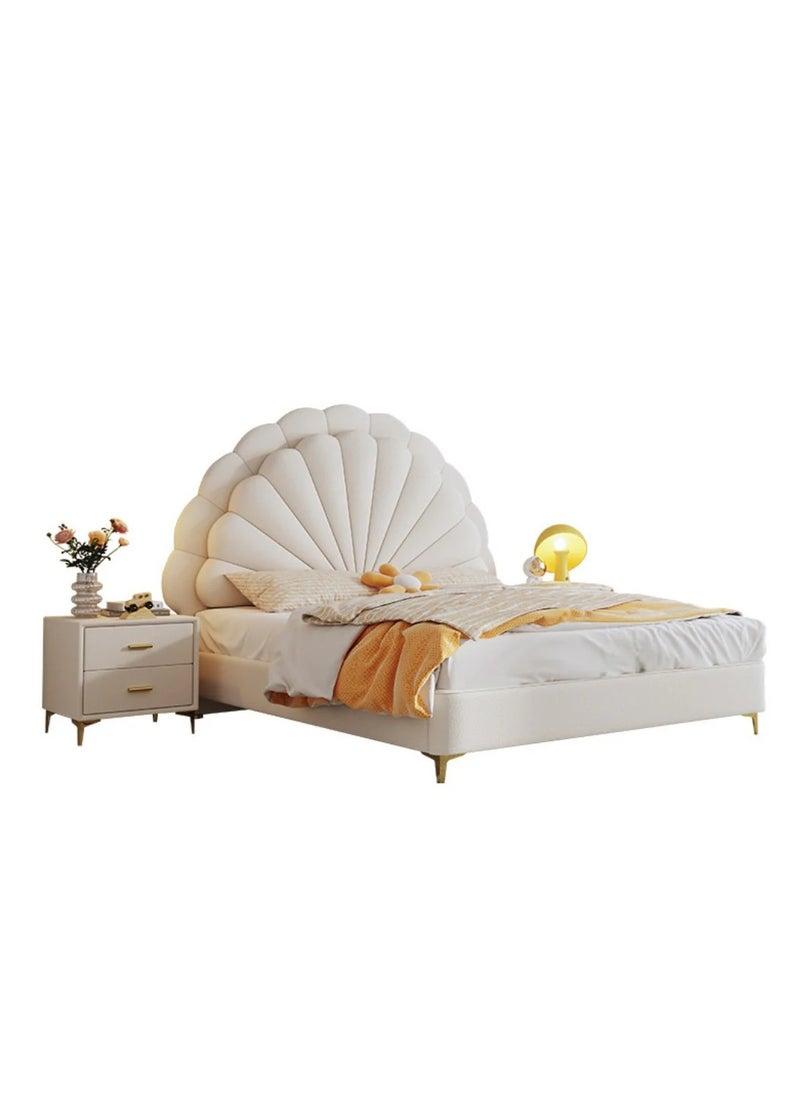 Wooden Twist - Cute Princess Queen size Bed In Soft Fabric With 2 Side Tables - Image 1