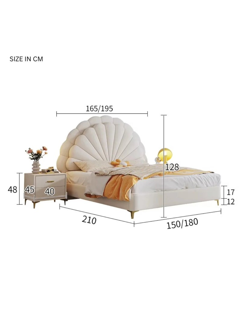 Wooden Twist - Cute Princess Queen size Bed In Soft Fabric With 2 Side Tables - Image 1