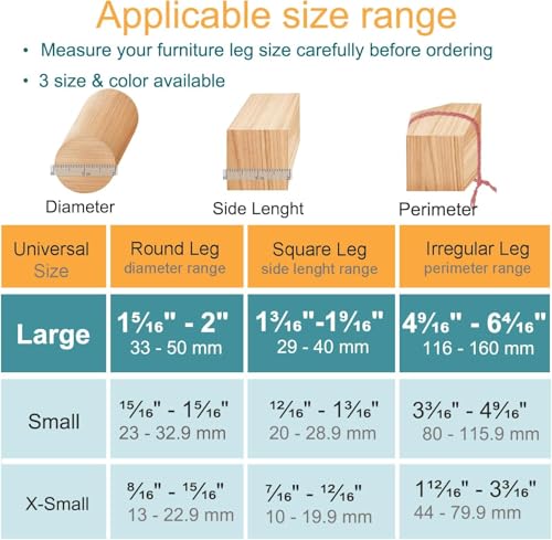 OASMU 32 Pcs Chair Leg Protectors for Hardwood Floors, Silicone Felt Furniture Leg Cover Pad for Protecting Floors from Scratches and Noise, Smooth Moving, Large(Fit Round Diameter：1-5/16" to 2") - Image 2