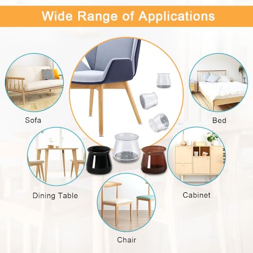 OASMU 32 Pcs Chair Leg Protectors for Hardwood Floors, Silicone Felt Furniture Leg Cover Pad for Protecting Floors from Scratches and Noise, Smooth Moving, Large(Fit Round Diameter：1-5/16" to 2") - Image 5