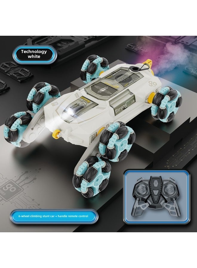 Special For Eight-wheel Stunt Car Spray Light Music Swing Arm Dump Drift Climbing Remote Control Car Children's Toys-Color:Technology White - Six-wheel Spray Swing Arm Stunt Car (single Remote Control) - Image 1