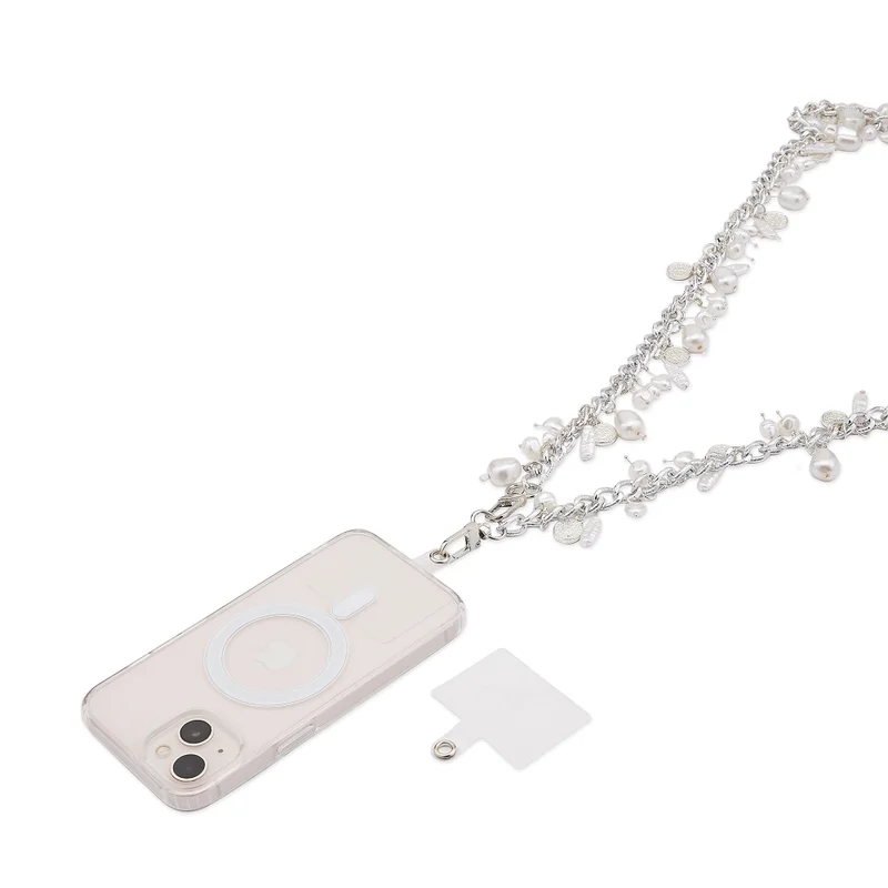 Anaar Anaar Luna Dazzler Mobile Chain with Baroque Pearls & Vintage Silver Coins