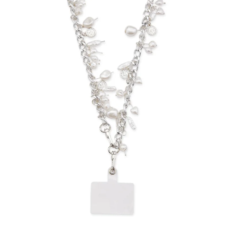 Anaar Anaar Luna Dazzler Mobile Chain with Baroque Pearls & Vintage Silver Coins