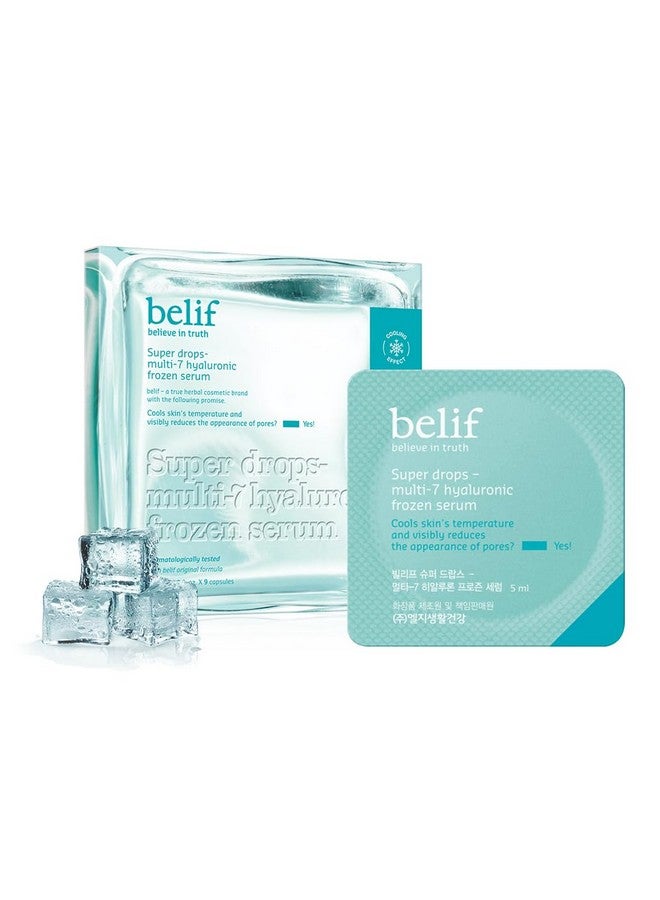Belif Super Drops Multi-7 Hyaluronic Frozen Serum - Hydrating, Soothing, Depuffing Serum with Peptides & Caffeine, Enhances Skin Elasticity, Korean Skincare, 5mlx9EA - Image 1