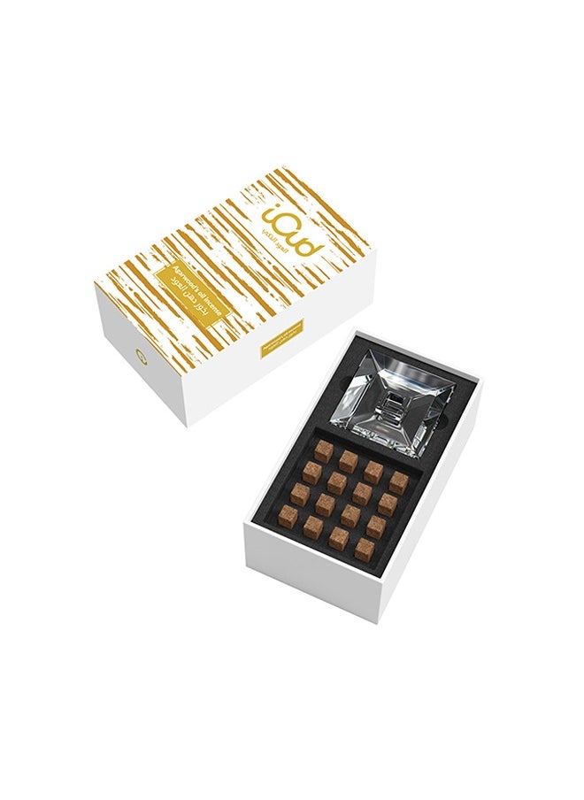 آي عود - 16 قطعة من عطر بخور عود العود مع حامل بخور برائحة خشبية 18x10x3 سنتيمتر - Image 1