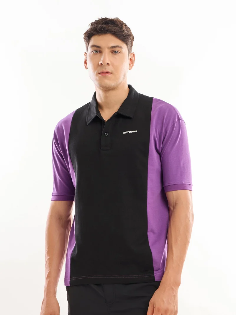 Beyoung Purple Cut and Sew Polo T-shirt