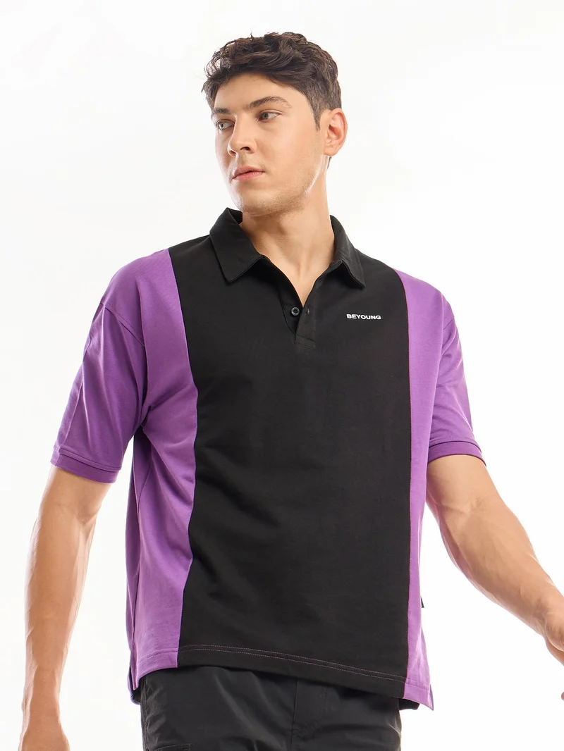 Beyoung Purple Cut and Sew Polo T-shirt