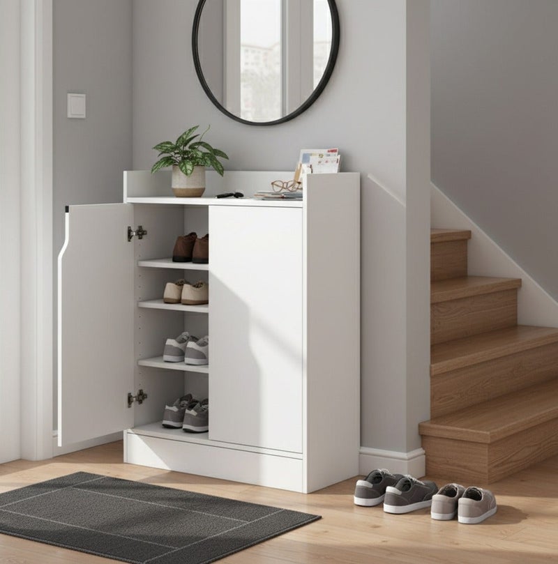 Y&D Shoes Cabinet Household Door Storage Dustproof Simple Shoes Shelf Multi-layer Economic Non-solid Wood Dormitory Rack Shoes Shelf White - Image 4