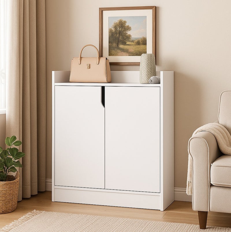 Y&D Shoes Cabinet Household Door Storage Dustproof Simple Shoes Shelf Multi-layer Economic Non-solid Wood Dormitory Rack Shoes Shelf White - Image 1