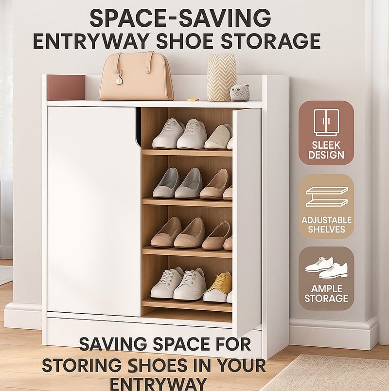 Y&D Shoes Cabinet Household Door Storage Dustproof Simple Shoes Shelf Multi-layer Economic Non-solid Wood Dormitory Rack Shoes Shelf White - Image 2