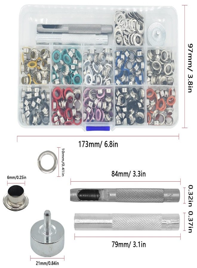 Renashed Grommets Kit 1/4 inch Metal Eyelets 300 Set for Bag Shoes Clothes Crafts, 10 Colors - Image 2
