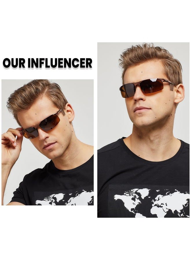 DUCO Mens Sunglasses Polarized Sports Fishing Running Driving Carbon Fiber Sunglasses for Men UV400 Protection DC8277, Brown Frame Brown Lens, Medium - Image 2