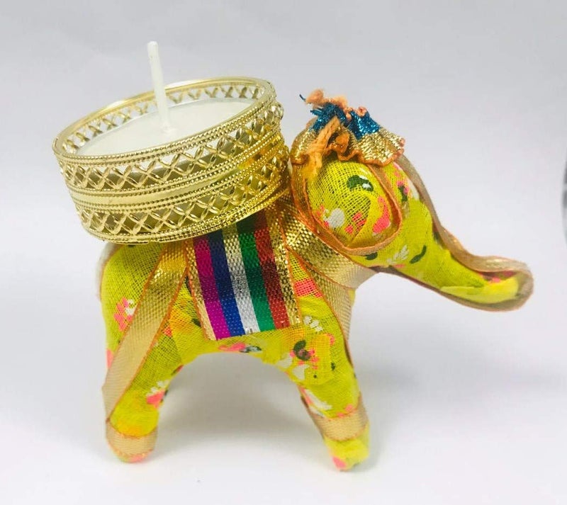 Evisha Evisha 6 pcs Multi Colour Handmade Traditinal Elephant Tea Light Holder Diwali Festival Home Decor Event Decoration  - Image 4