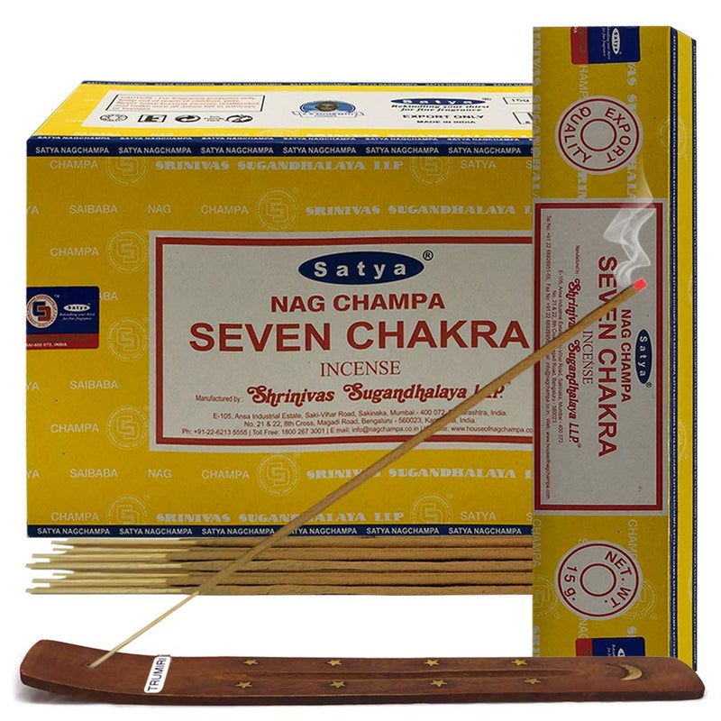 TRUMIRI Seven Chakra Incense Sticks and Incense Stick Holder Bundle Insence