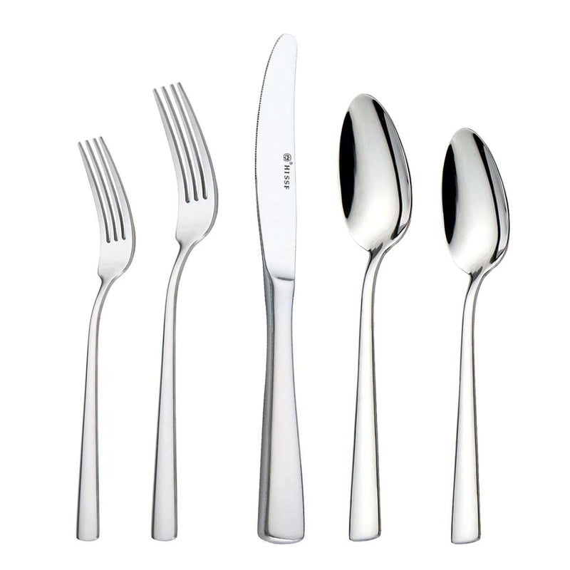 HISSF Cutlery Set Silverware Set Serive for 6 30 Pcs Stainless Steel Forks Spoons and Knives Set Silver