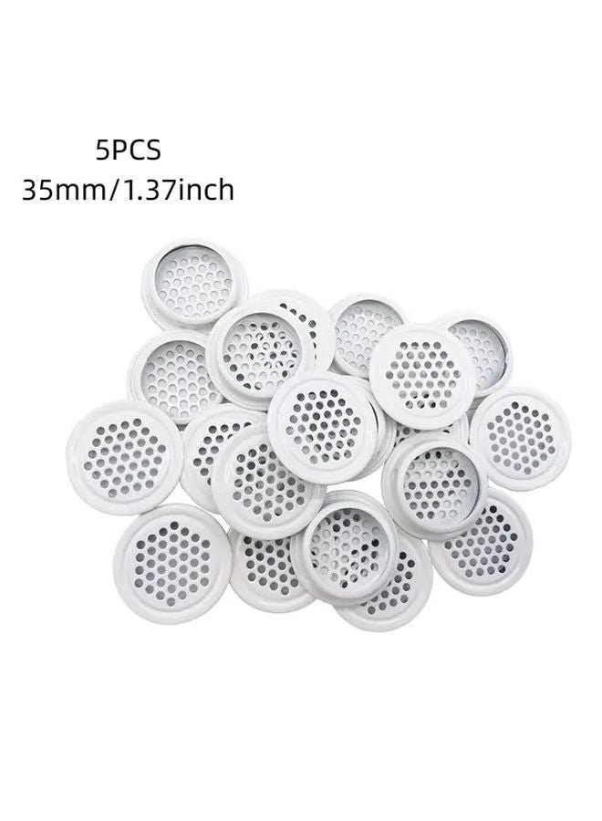 5Pcs 35mm White Flat Stainless Steel Ventilation Grilles Rustproof Vent Covers - Image 1