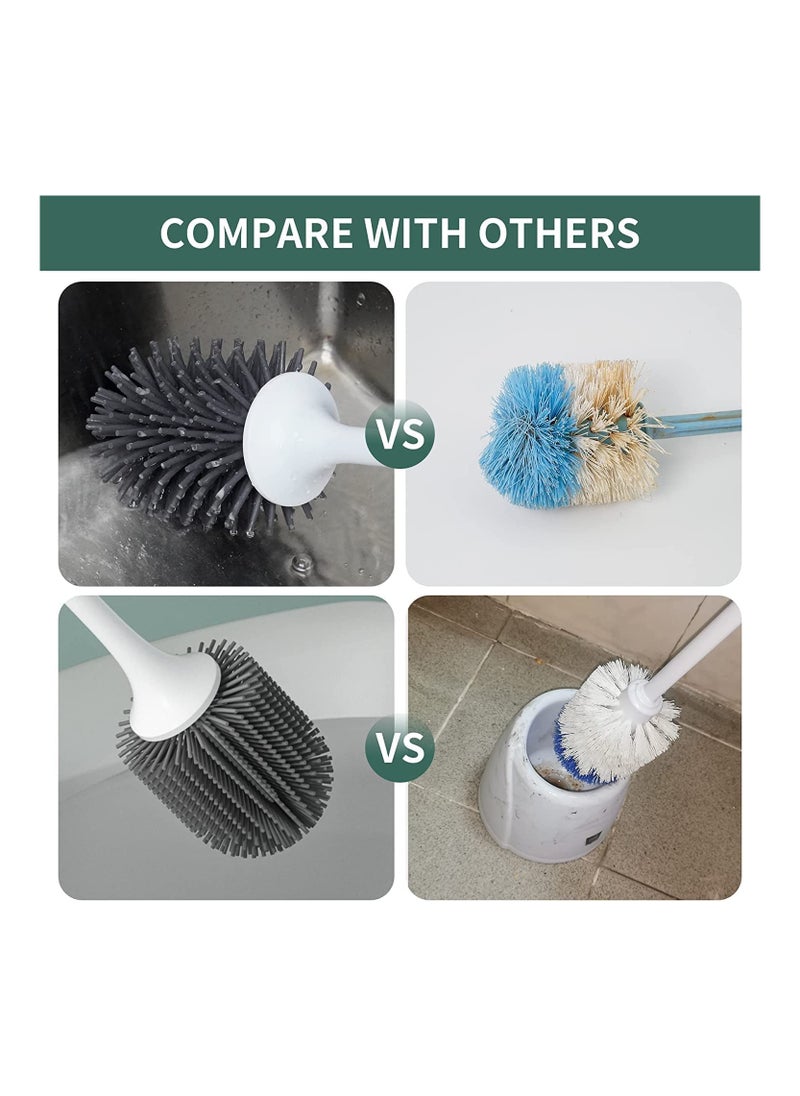Hawaii Toilet Brush and Holder Set Bathroom Brush & Silicone Toilet Bowl Brush Set No Scratch No-Slip Handle Toilet Cleaner Brush Wall Mount & Freestanding  - Image 4