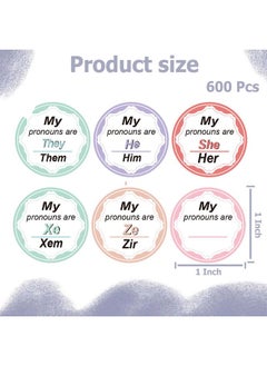 Well Tile 600 Pcs Pronoun Stickers My Pronoun Are Labels Pronouns Name Badges Stickers 1 Inch They Them Gender Identity Labels He Him She Her Name Tag Stickers For Kids Boys Girls Party Conference Planner  - Image 3