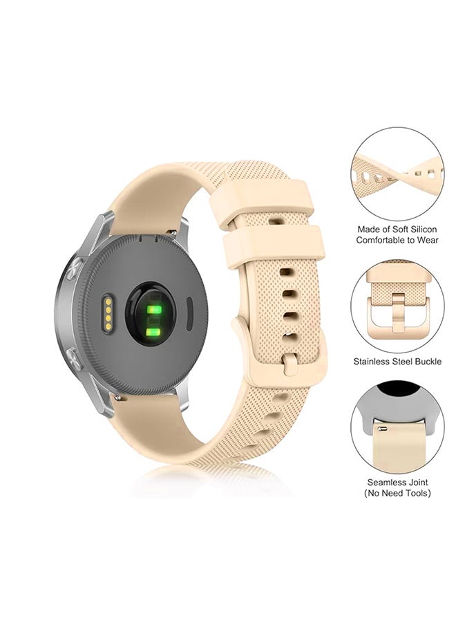 O Ozone Silicone Bands For Samsung Galaxy Watch 3 45mm Galaxy Watch 46mm , 22mm Silicone Sports Replacement Strap with Metal Buckle for Women Men- Beige  - Image 2