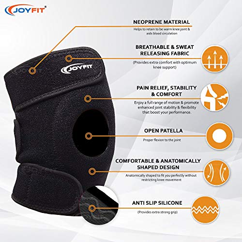 Joyfit Knee Cap pair for Knee Pain, Gym, Sports, Running Knee Support (Black) - Image 2