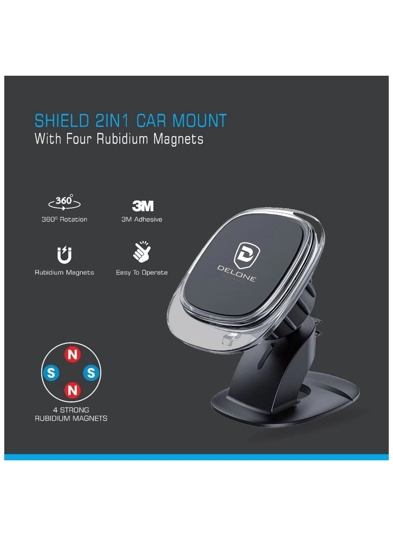 DELONE حامل الهاتف المغناطيسي للسيارة ديلون: شفاف، تركيب متعدد الاستخدامات للوحة القيادة أو الكونسول - Image 2