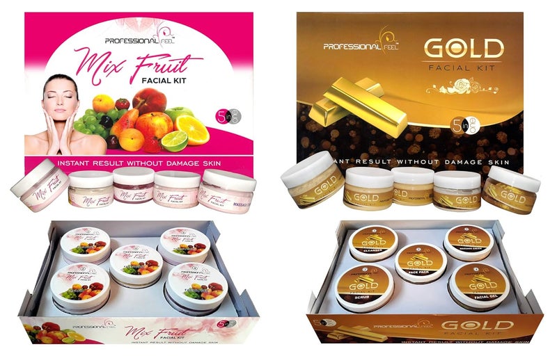 professional feel Professional Feel Herbal Gold Mix Fruit Facial Kit Sp Lotus Facial Kit Combo For All Tpye Fairness Glow  - Image 1