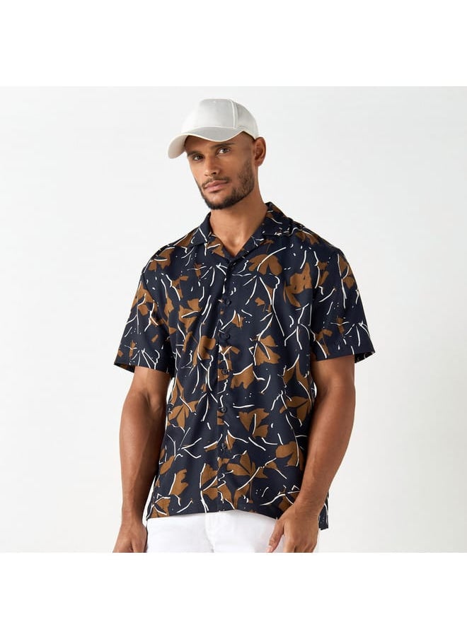 Iconic Iconic All-Over Print Camp Collar Shirt with Short Sleeves  - Image 1