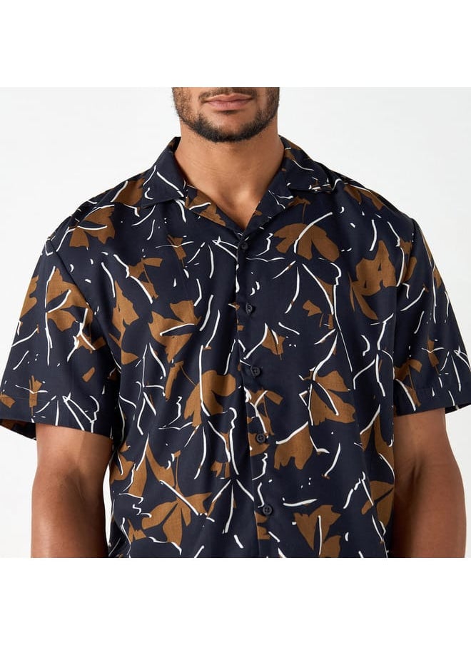 Iconic Iconic All-Over Print Camp Collar Shirt with Short Sleeves  - Image 4