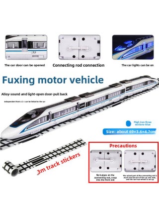 [Magnetic Connecting Rod] Alloy Fuxing High-speed Railway Train Toy Model EMU Harmony Power Sound And Light-Color:Blue Three-section Flat Box + 3m Track Rolls - pzsku/Z99D8AB5DD72F0C5E17FDZ/45/1745641661/c396d7a7-196e-480a-ac1d-18f943b2c126