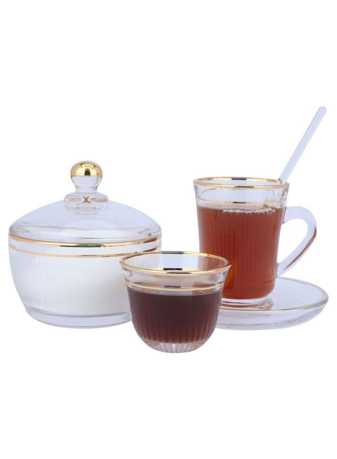 Alsaif Glass Tea Serving Set 26 Pieces Clear White - Image 1