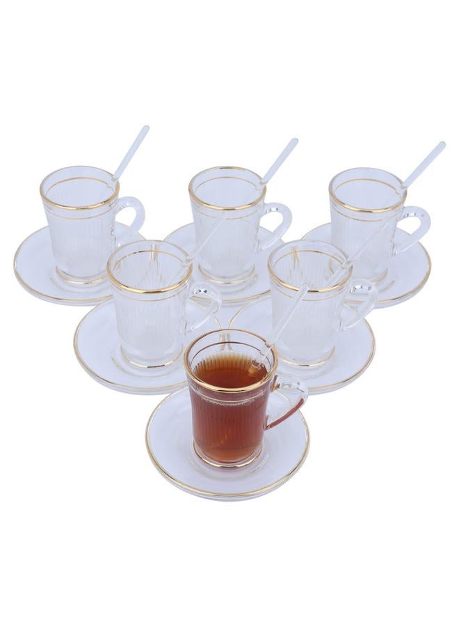Alsaif Glass Tea Serving Set 26 Pieces Clear White - Image 3