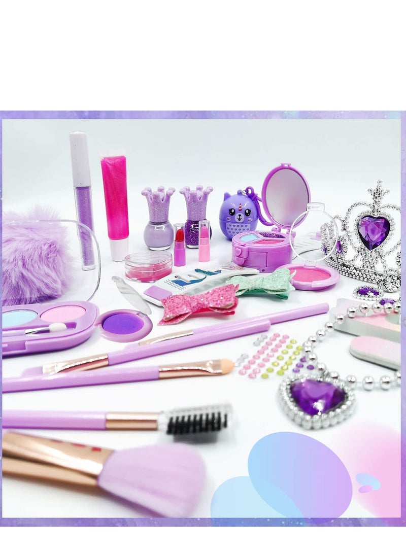 Excefore 29 Pcs Kids Makeup Kit for Girls, Washable Makeup Set Toy with Real Cosmetic Case, Safe & Non Toxic Cosmetic Toy for Little Girl, Pretend Play Makeup Beauty Set Birthday Toys Gift for 5+Years Old Kid - Image 2
