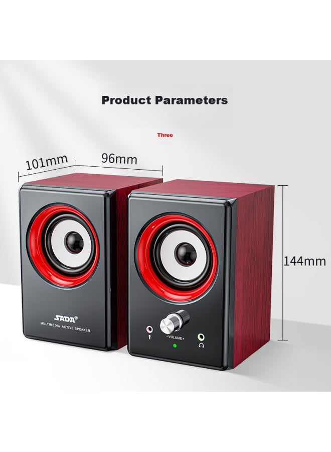 SADA Computer Speakers For Laptop And Desktop, Small Home Speakers, Wired Usb Multimedia Subwoofer Amplifier, 2.0 Channel Wired High Volume V-122 - Image 4