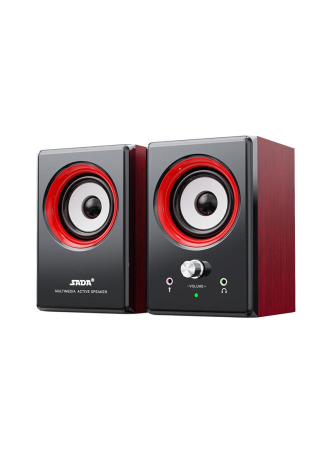 SADA Computer Speakers For Laptop And Desktop, Small Home Speakers, Wired Usb Multimedia Subwoofer Amplifier, 2.0 Channel Wired High Volume V-122 - Image 5