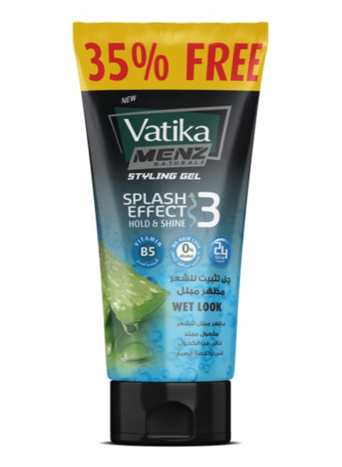Vatika Naturals Menz Wet Look Styling Hair Gel with Splash Effect - 250 ml | Strong Hold & High Shine | Easy to Style