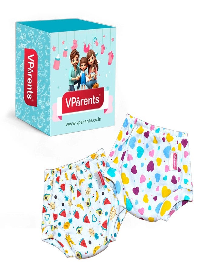 VParents ملابس داخلية مبطنة للأطفال الرضع والصغار من في بارنتس، بثلاث طبقات من الحشوة القطنية، مناسبة لتدريب الأطفال على استخدام المرحاض، وفترة الاستغناء عن الحفاضات (من 3 إلى 4 سنوات)، برائحة البطيخ والقلب. - Image 1