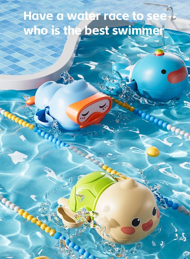 مجموعة ألعاب حمام للأطفال الصغار، 3 ألوان من البط السباحة، مجموعة حمام الطفل وألعاب المياه، حمام سباحة مع دش وبط ألعاب للأطفال - Image 4