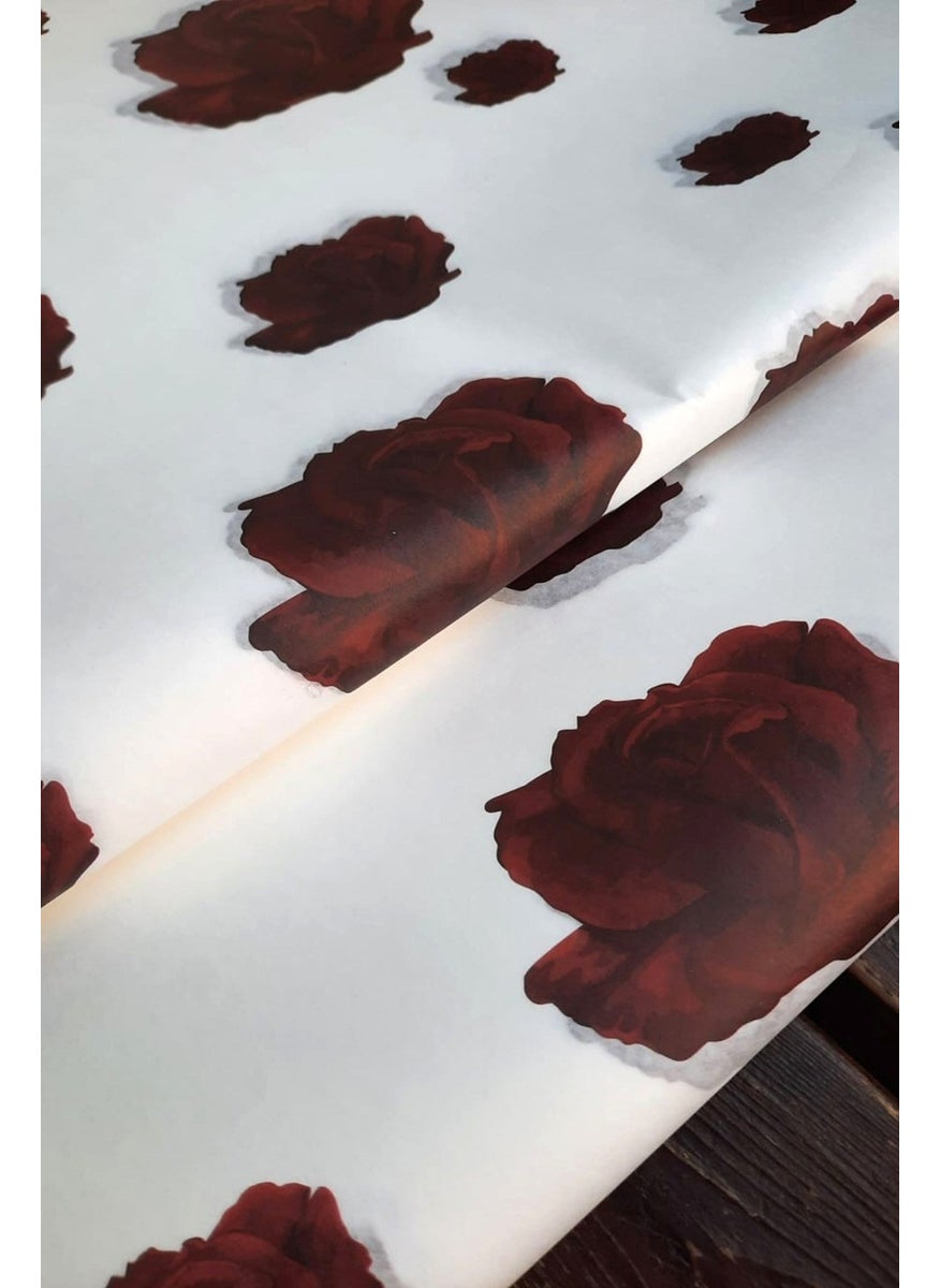 Emtory Home - Burgundy Rose Lux Pelur Paper - Gift Wrap - Packaging Pelur Paper - Gift Wrap - 10 Pieces - 50X70 - Image 1