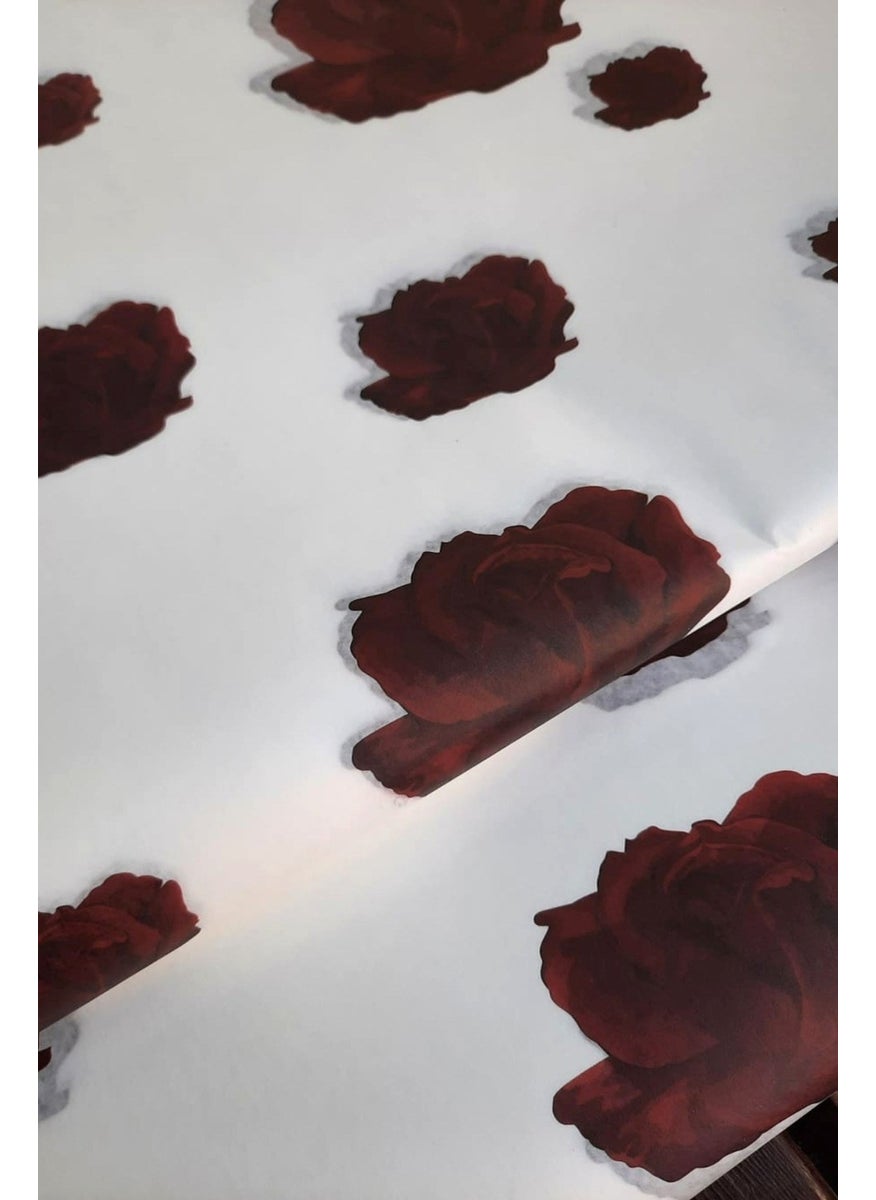Emtory Home - Burgundy Rose Lux Pelur Paper - Gift Wrap - Packaging Pelur Paper - Gift Wrap - 10 Pieces - 50X70 - Image 1