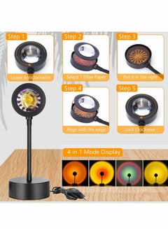 KASTWAVE Sunset Lights 4 in 1 Projection Sun Lights Create romantic lighting with rainbow, sunset, sunset red and sun effects for photography selfie living room bedroom deco  - Image 4
