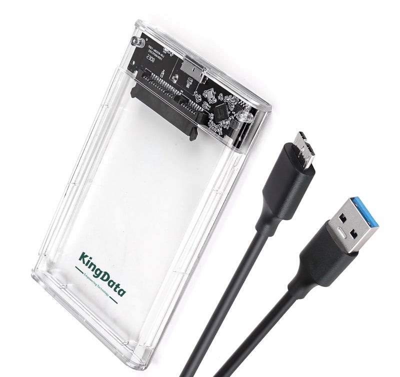 SATA III USB 3.0 SSD Drive Case Portable External Reader Fast Data Transfer UASP Cable Included LED Indicator Tool-Free Transparent
