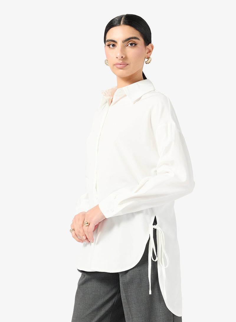 ELLA Button Down Shirt With Side Tie Up - Image 1