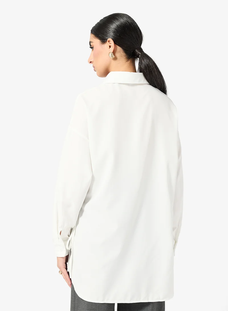 ELLA Button Down Shirt With Side Tie Up