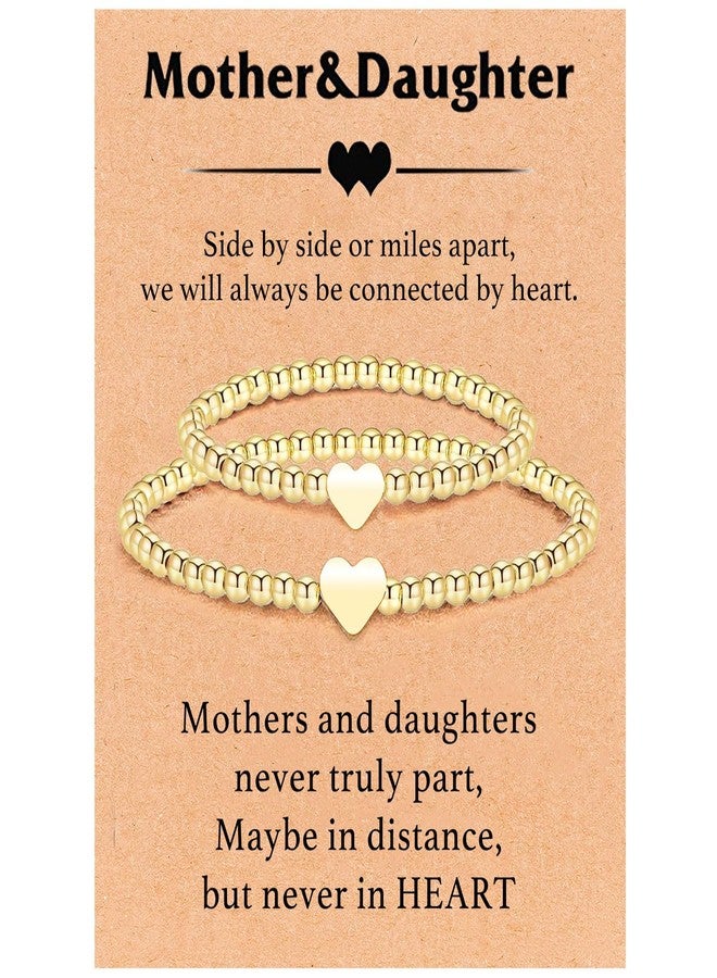 SKIRIFLA Mother Daughter Bracelets Jewelry Set for 2, Matching Heart Bracelets for Mother Daughter, First Day Of Kindergarten School Bracelet Gifts for Mommy and Me, Back To School Bracelet-Mommy(Heart) - Image 1