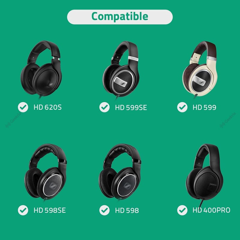 جيكريا كابل صوتي من متوافق مع سماعات Sennheiser HD 620S/599/599SE/598/598SE/598SR/560S/400PRO/579/569/550/505، كابل بديل مصنوع من النايلون الملتوي بقطر 3.5 مم إلى 2.5 مم (طول 10 أقدام / 3 أمتار). - Image 5
