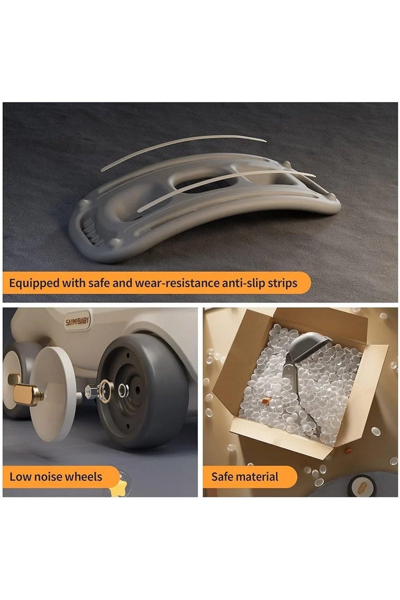 4-in-1 Excavator Ride-On Toy for Toddlers | Rocker, Balance Bike, Ride-On & Rocking Chair | Movable Arm & Detachable Balance Board | Indoor/Outdoor Baby Toy (Gray & White) - Image 2