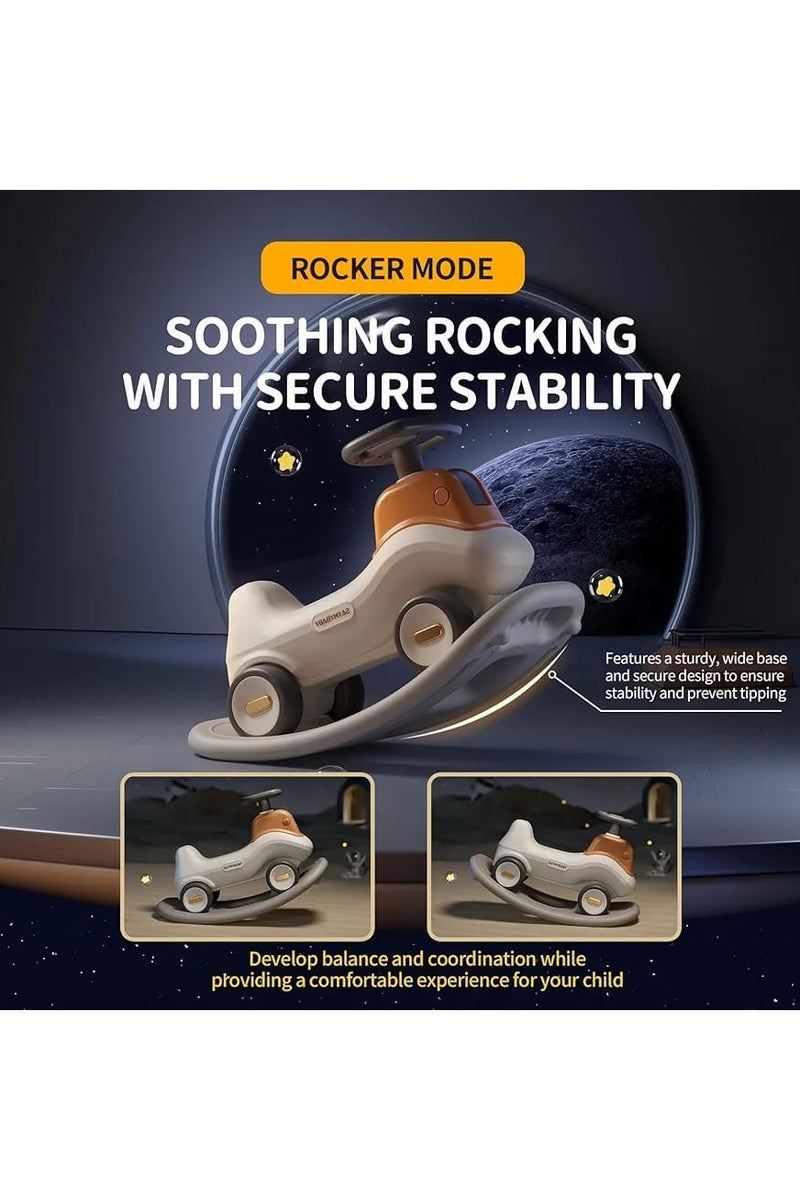 4-in-1 Excavator Ride-On Toy for Toddlers | Rocker, Balance Bike, Ride-On & Rocking Chair | Movable Arm & Detachable Balance Board | Indoor/Outdoor Baby Toy (Gray & White) - Image 3