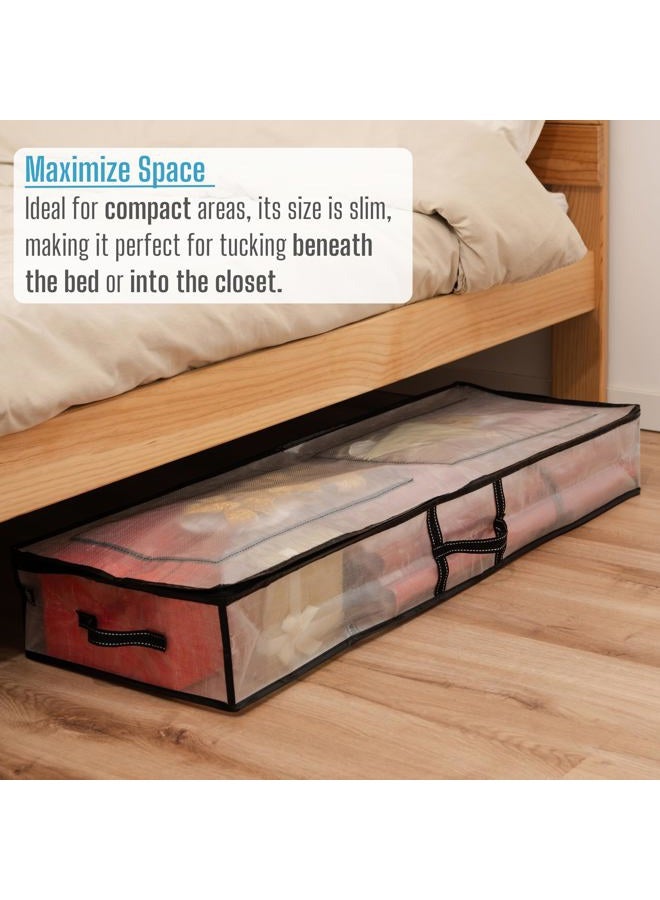 VENO Clear Wrapping Paper Organizer Storage Box for Birthday, Christmas Gift Bags and Holiday Accessories, Underbed Storage Container with Interior Pockets, 40 Inches Long Fits 24 Rolls - Image 5