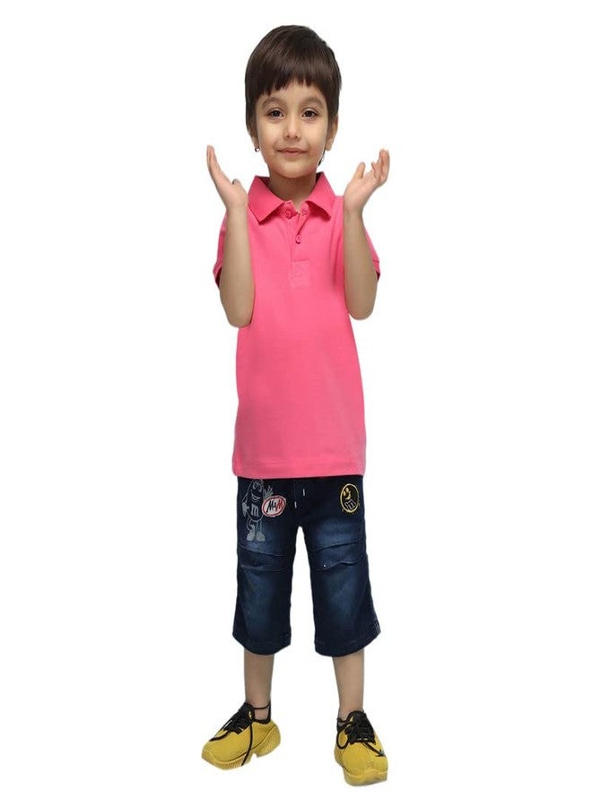 Nusyl Solid Polo T-Shirt for Infants (6 Months - 36 Months) | Regular Fit | Polo Collar & Buttoned T-Shirt - Bubblegum Pink - 9-12M - Image 2