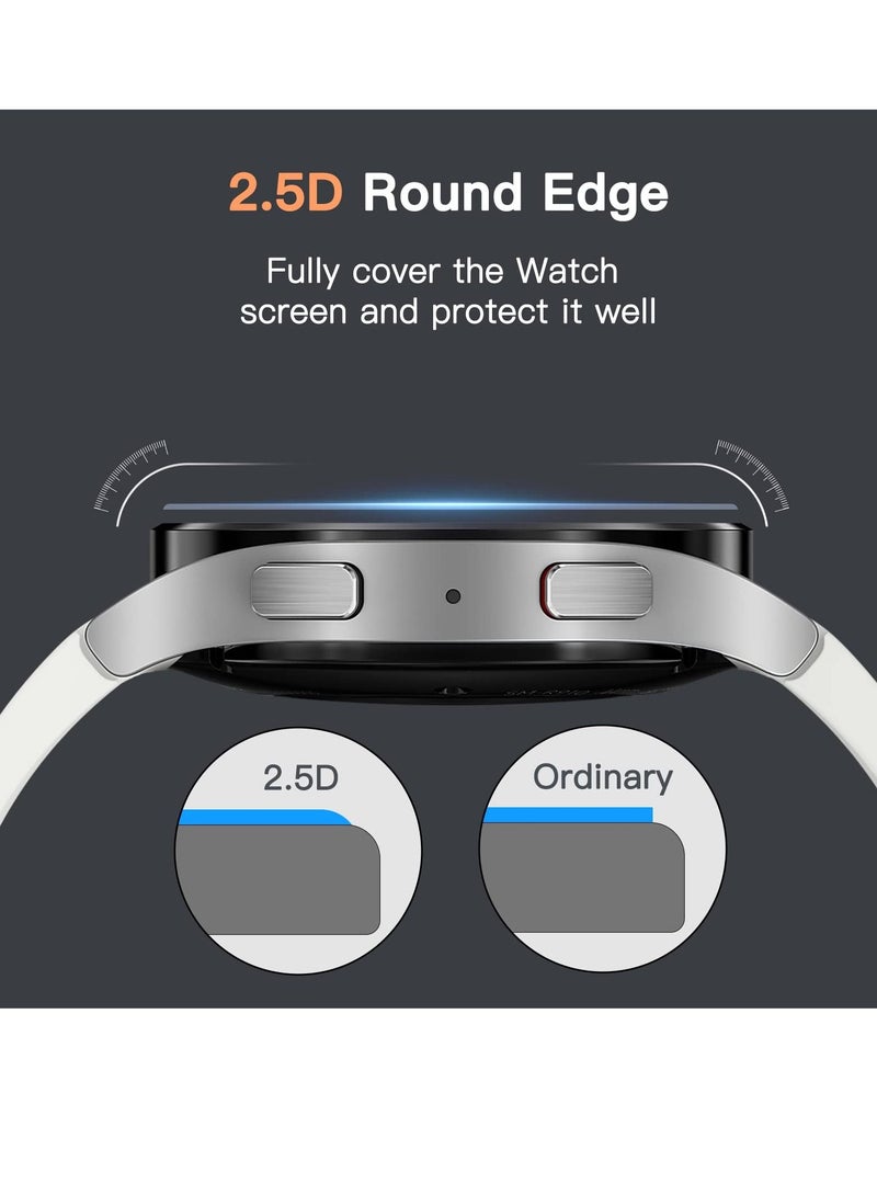 جي تيك واقي شاشة لساعة سامسونج جلاكسي 5/4 40 مم زجاج مقوى 2.5D حافة مستديرة HD شفاف 3 عبوات - Image 5
